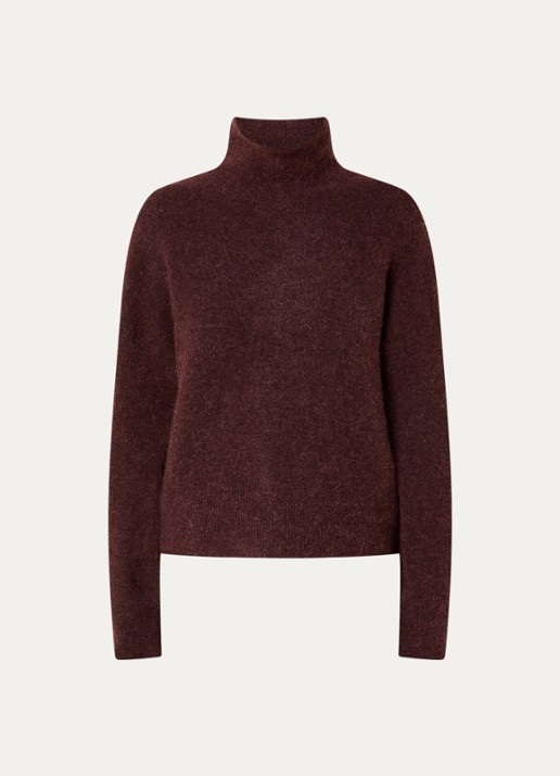 SAMSØE SAMSØE Nola fijngebreide trui in alpaca wolblend met col - voorkant 2 aubergine
