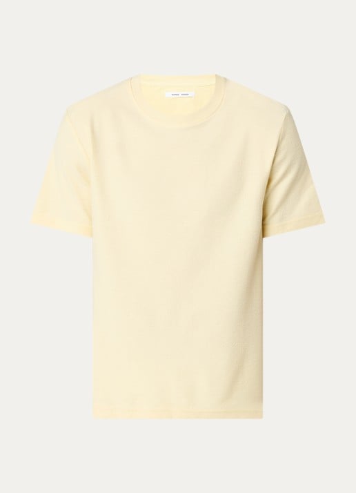 SAMSØE SAMSØE Odin T-shirt met structuur - voorkant lichtgeel