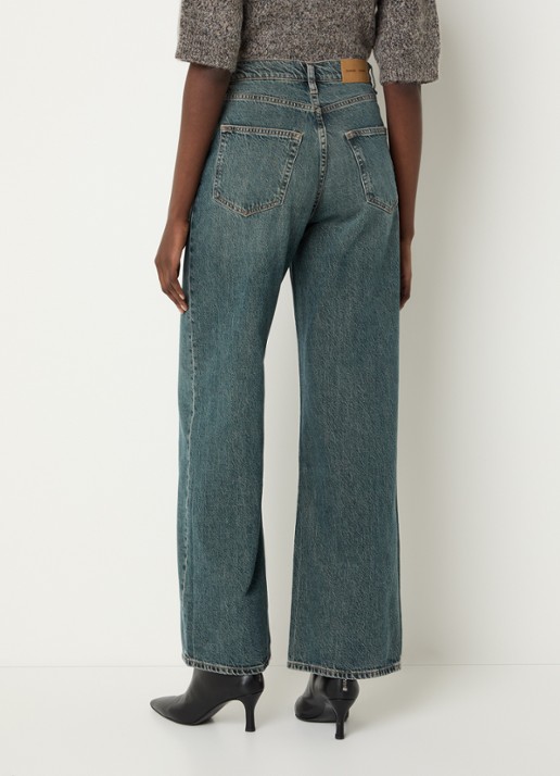 SAMSØE SAMSØE Rebecca high waist straight leg jeans met medium wassing - achterkant 5 indigo