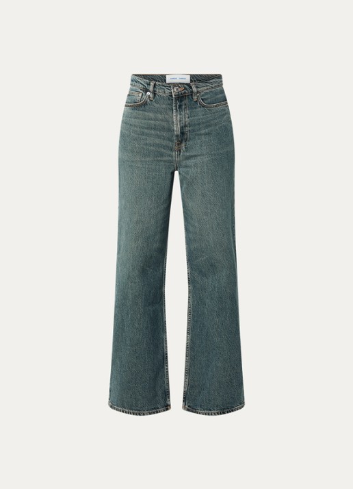 SAMSØE SAMSØE Rebecca high waist straight leg jeans met medium wassing - voorkant indigo