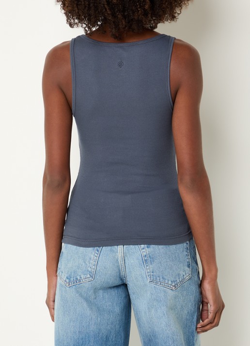 SAMSØE SAMSØE Saamanza tanktop met ribstructuur - achterkant 4 staalblauw