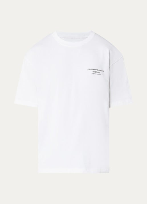 SAMSØE SAMSØE Sacohen T-shirt met logo- en backprint - voorkant groen