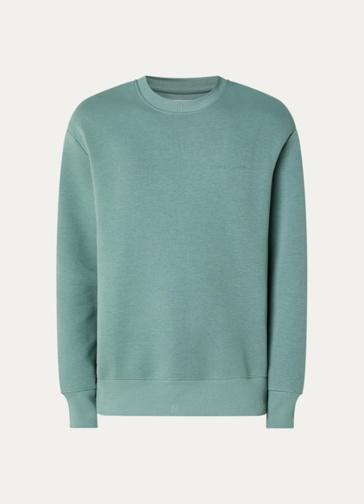 SAMSØE SAMSØE Saethan sweater met 3D logoprint - voorkant zeegroen