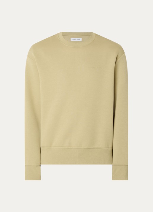 SAMSØE SAMSØE Saethan sweater met logoborduring - voorkant olijfgroen