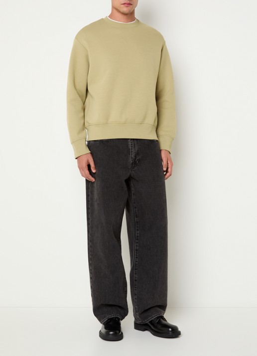 SAMSØE SAMSØE Saethan sweater met logoborduring - voorkant 2 olijfgroen
