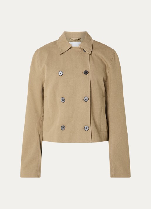 SAMSØE SAMSØE Sakit double-breasted jack met steekzakken - voorkant khaki