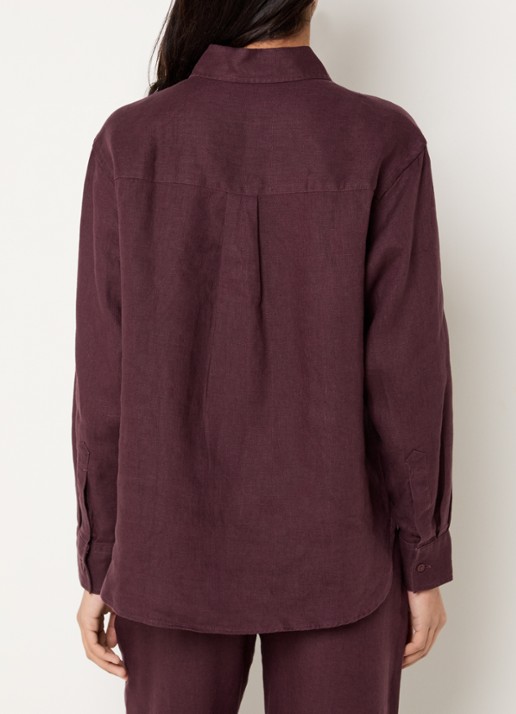 SAMSØE SAMSØE Saloves blouse van linnen - achterkant 4 aubergine