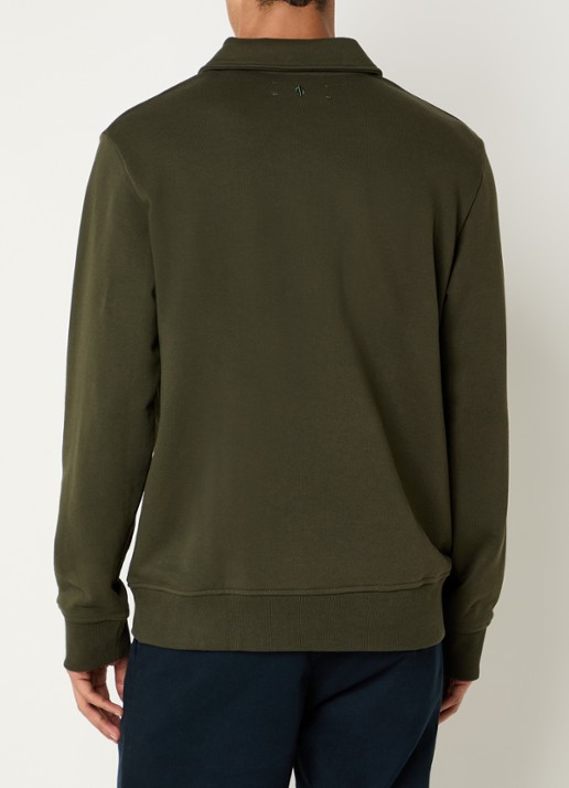 SAMSØE SAMSØE Samarcel sweater met polokraag en logoborduring - achterkant 4 mosgroen