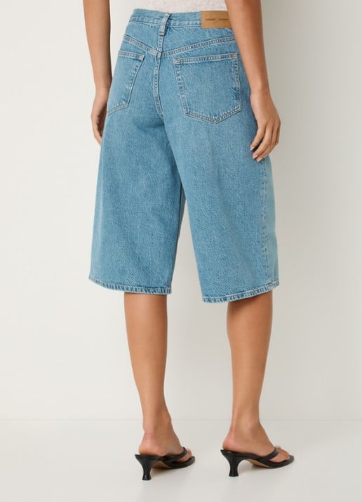 SAMSØE SAMSØE Satessa high waist straight fit korte broek van denim met medium wassing - achterkant 4 indigo