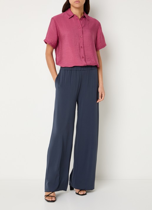 SAMSØE SAMSØE Saumi high waist loose fit broek met steekzakken - voorkant 2 donkerblauw
