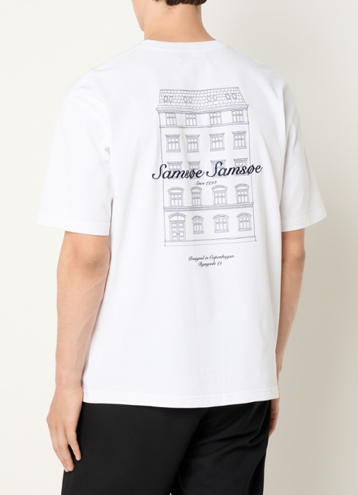 SAMSØE SAMSØE Sauni T-shirt met logo- en backprint - detail wit