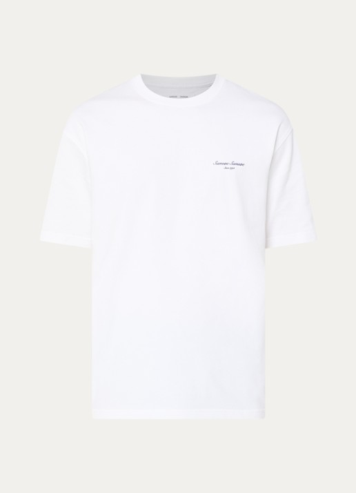 SAMSØE SAMSØE Sauni T-shirt met logo- en backprint - voorkant 3 wit