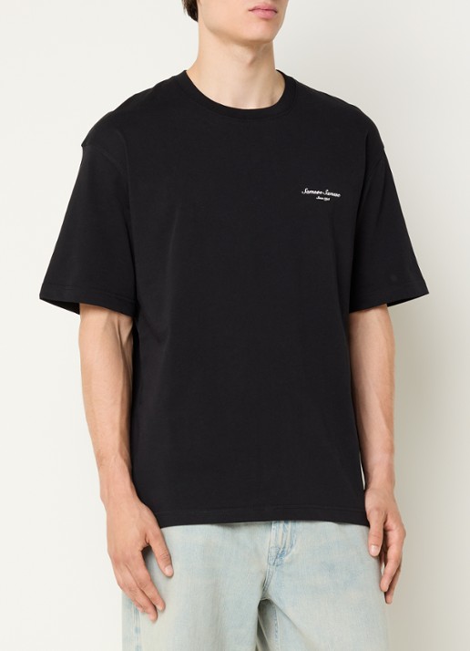 SAMSØE SAMSØE Sauni T-shirt met logo- en backprint - achterkant zwart