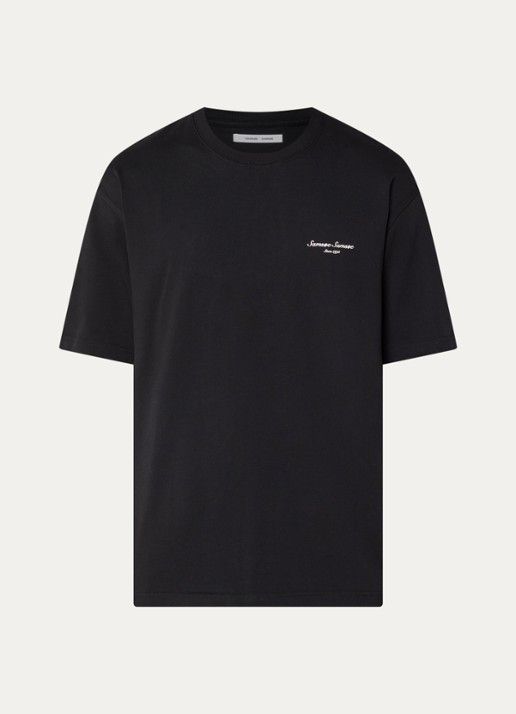 SAMSØE SAMSØE Sauni T-shirt met logo- en backprint - voorkant 2 zwart
