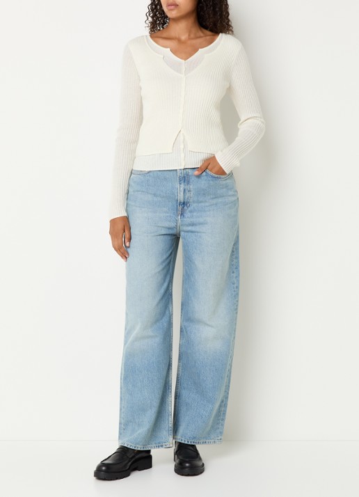 SAMSØE SAMSØE Shelly high waist wide leg jeans met steekzakken - voorkant 5 jeans