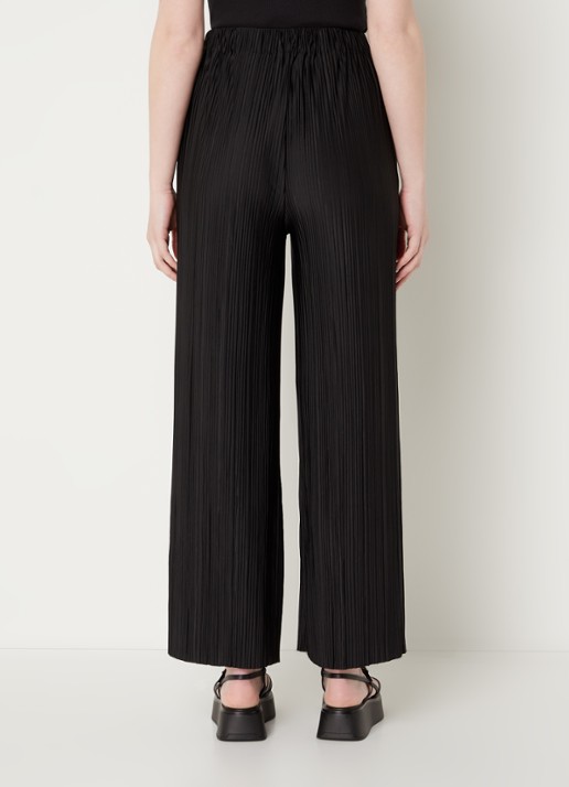 SAMSØE SAMSØE Uma high waist loose fit cropped pantalon met plissé - achterkant zwart