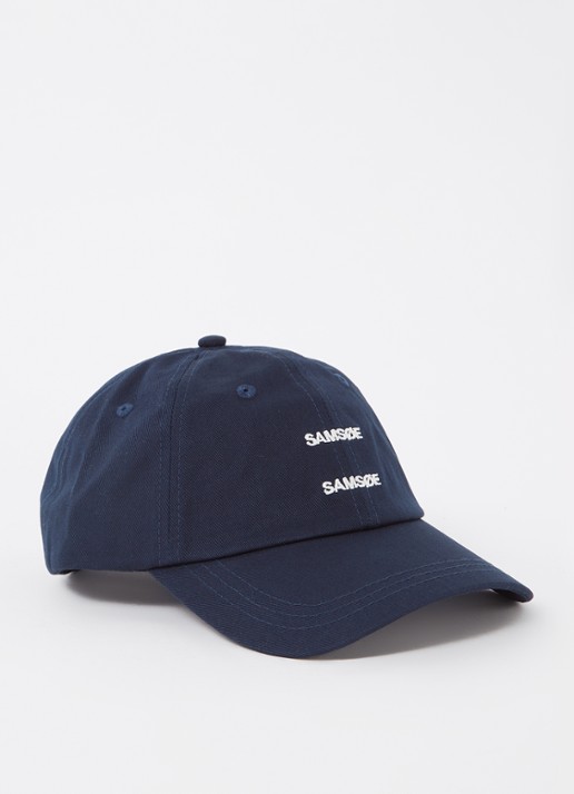SAMSØE SAMSØE Addie pet met logoborduring - voorkant donkerblauw
