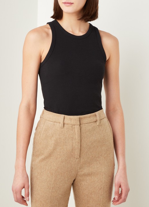 SAMSØE SAMSØE Alexo tanktop met ronde hals - detail zwart