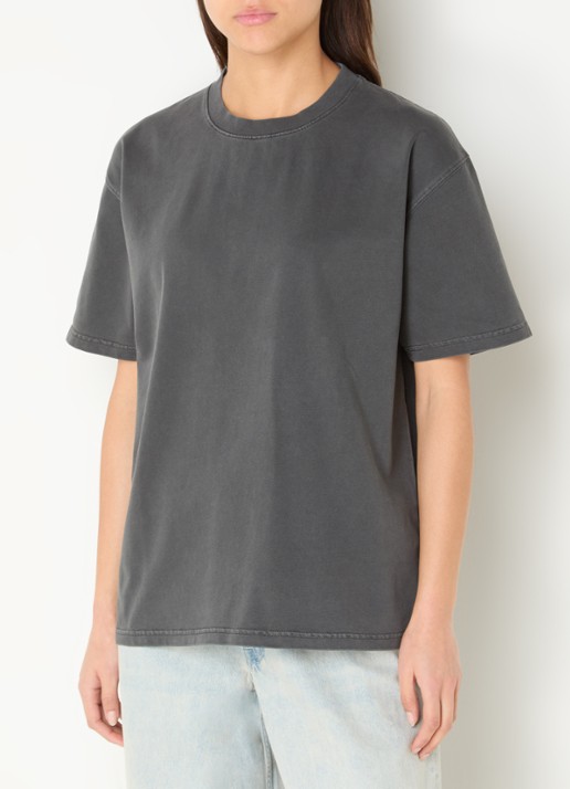 SAMSØE SAMSØE Ava oversized T-shirt met ronde hals - detail 3 antraciet
