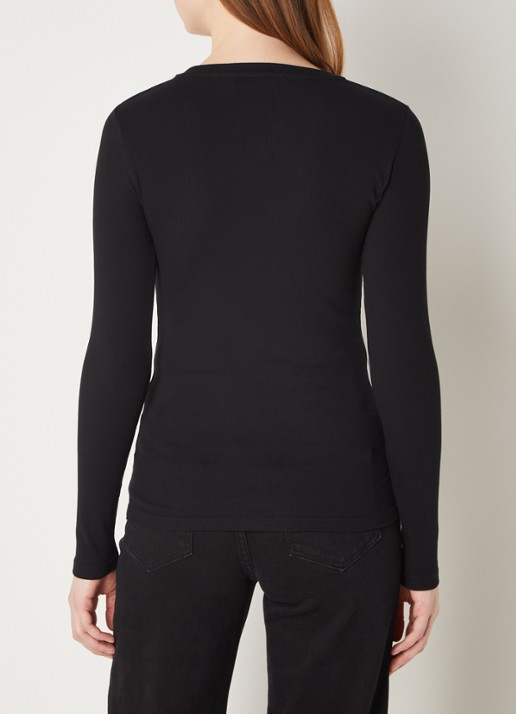 SAMSØE SAMSØE Basic longsleeve van  katoen - achterkant 4 zwart