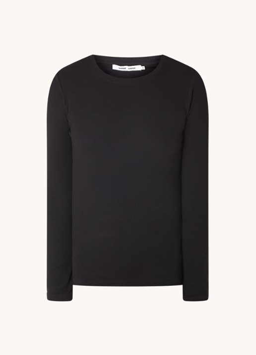 SAMSØE SAMSØE Basic longsleeve van  katoen - voorkant 2 zwart