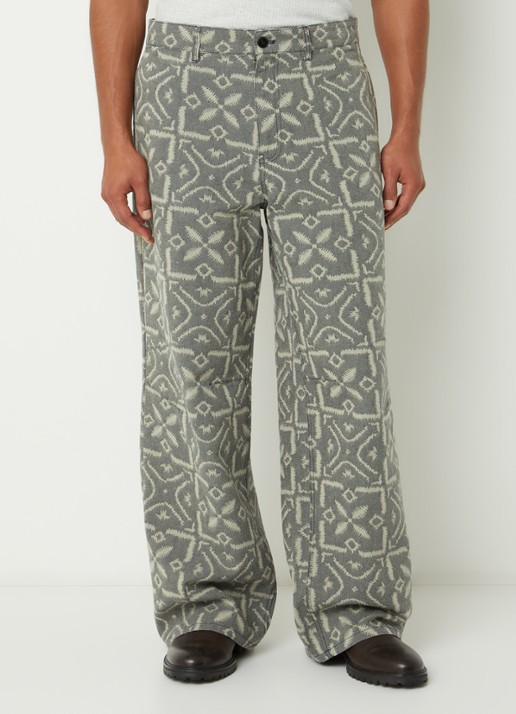 SAMSØE SAMSØE Bruce wide fit chino met print - detail 4 olijfgroen