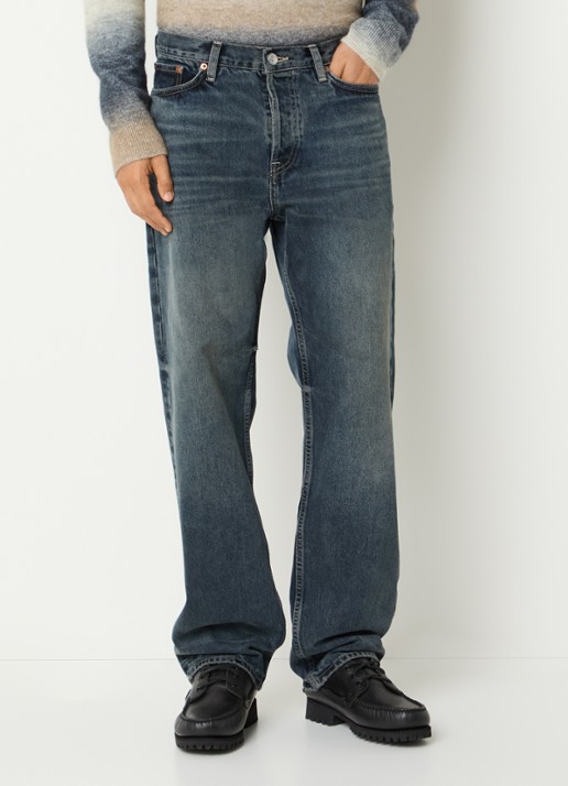 SAMSØE SAMSØE Cable straight fit jeans met medium wassing - detail indigo