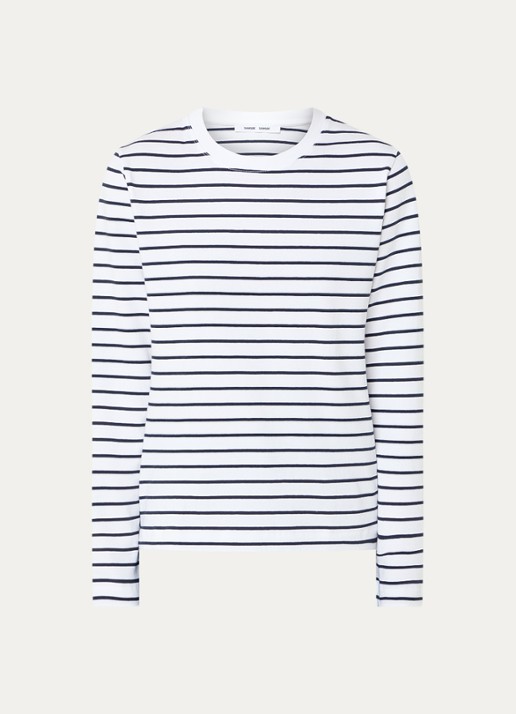 SAMSØE SAMSØE Camino longsleeve met streepprint - voorkant 2 donkerblauw
