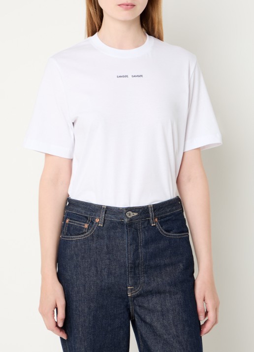 SAMSØE SAMSØE Dalila T-shirt met logoborduring - detail 4 wit
