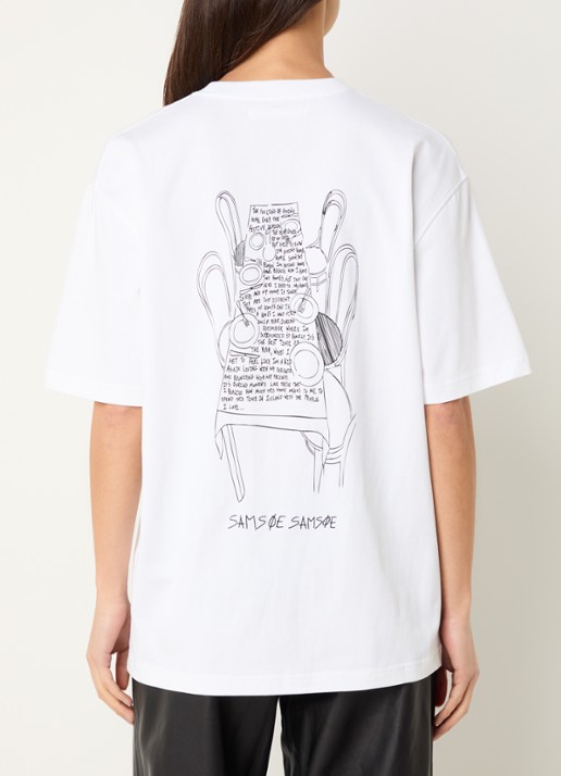 SAMSØE SAMSØE Dinner T-shirt met logo- en backprint - detail 4 wit