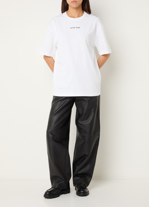 SAMSØE SAMSØE Dinner T-shirt met logo- en backprint - voorkant 2 wit