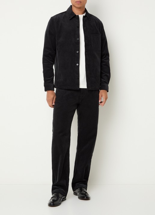 SAMSØE SAMSØE Eddie straight fit broek van corduroy - voorkant 5 zwart