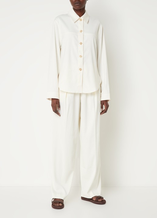 SAMSØE SAMSØE Esmel blouse met stretch  - voorkant 2 vanillegeel