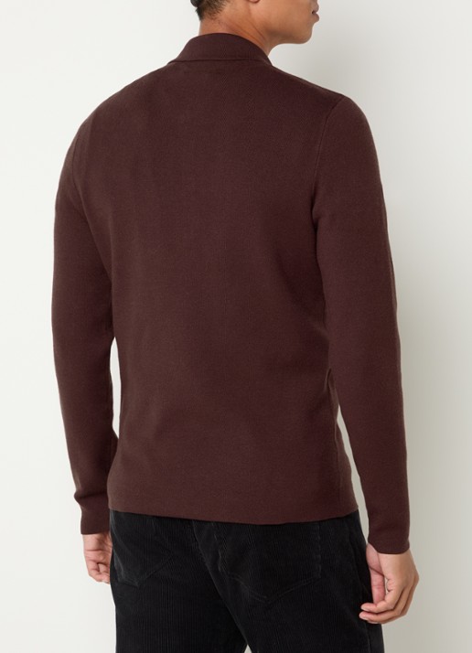 SAMSØE SAMSØE Guna fijngebreide pullover met halve rits - achterkant 2 bruin