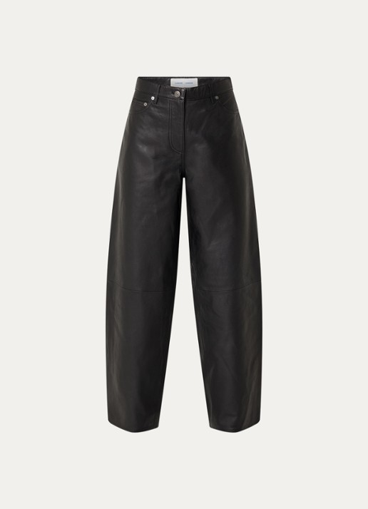 SAMSØE SAMSØE Harpal mid waist loose fit broek van lamsleer
