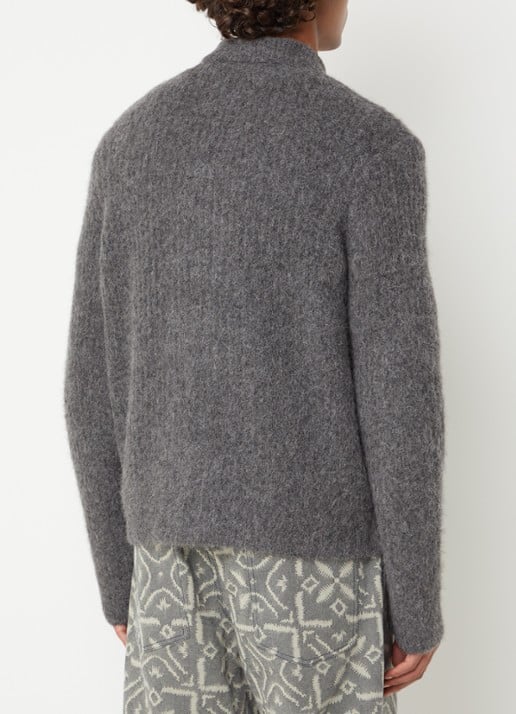 SAMSØE SAMSØE Job grofgebreid vest in alpaca wolblend - achterkant 3 donkergrijs