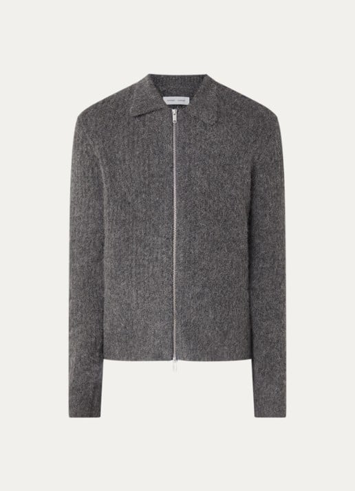 SAMSØE SAMSØE Job grofgebreid vest in alpaca wolblend - voorkant donkergrijs