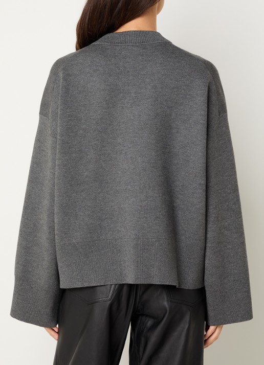 SAMSØE SAMSØE Lula sweater met V-hals - achterkant 2 grijs