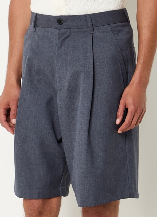 SAMSØE SAMSØE Mandla loose fit korte broek in wolblend - detail indigo