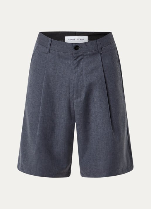 SAMSØE SAMSØE Mandla loose fit korte broek in wolblend - voorkant 2 indigo