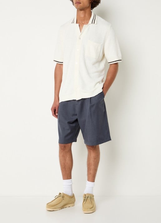 SAMSØE SAMSØE Mandla loose fit korte broek in wolblend - voorkant 3 indigo