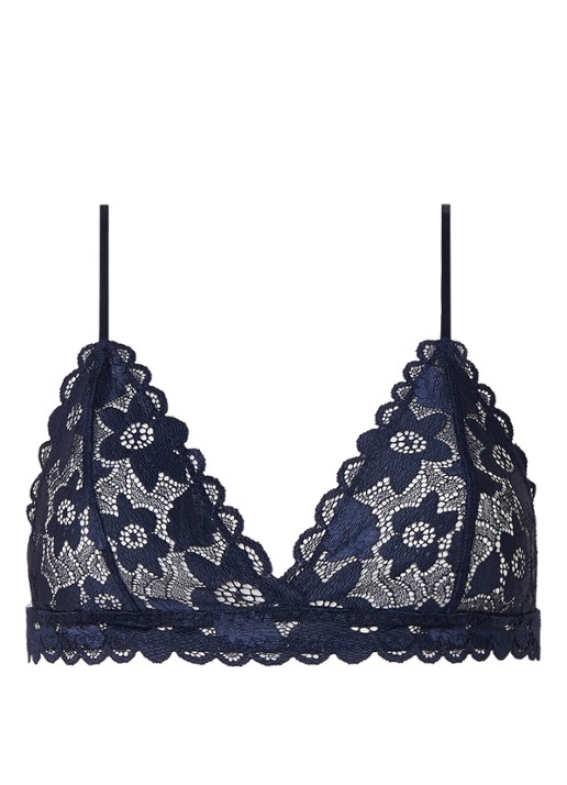 SAMSØE SAMSØE Marilyn bralette van kant - voorkant donkerblauw