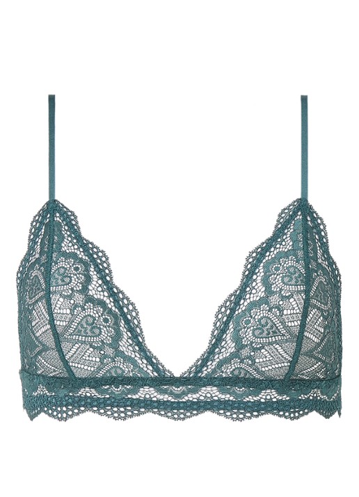 SAMSØE SAMSØE Marilyn bralette van kant - voorkant 2 donkergroen