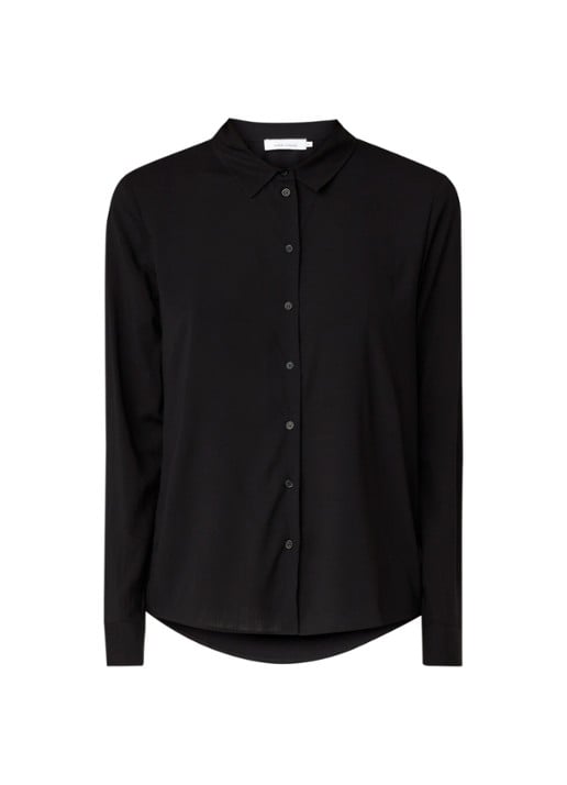 SAMSØE SAMSØE Milly blouse met lang achterpand - voorkant 2 zwart
