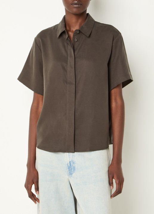 SAMSØE SAMSØE Mina blouse met kraag - detail 4 bruin