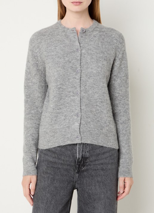 SAMSØE SAMSØE Nor fijngebreid vest in alpaca wolblend - detail grijsmele