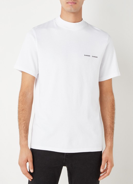 SAMSØE SAMSØE Norsbro T-shirt met opstaande kraag en logo - detail 2 wit