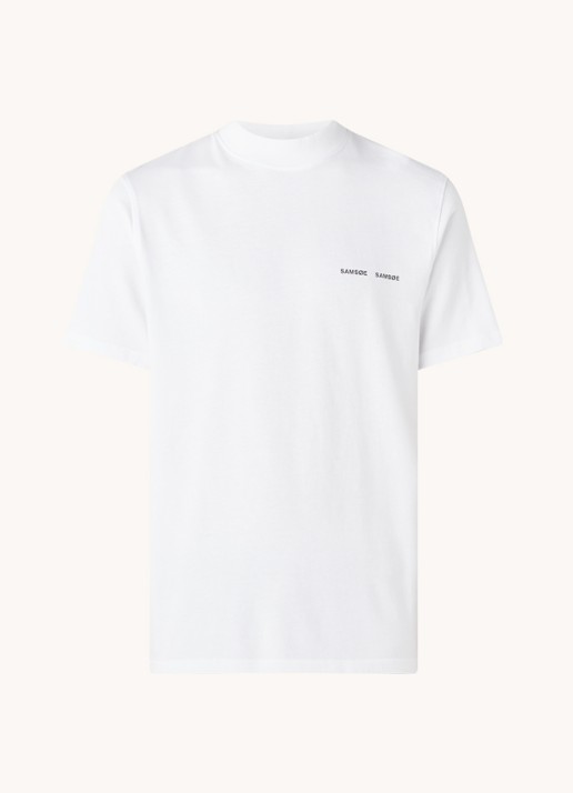 SAMSØE SAMSØE Norsbro T-shirt met opstaande kraag en logo - voorkant 3 wit