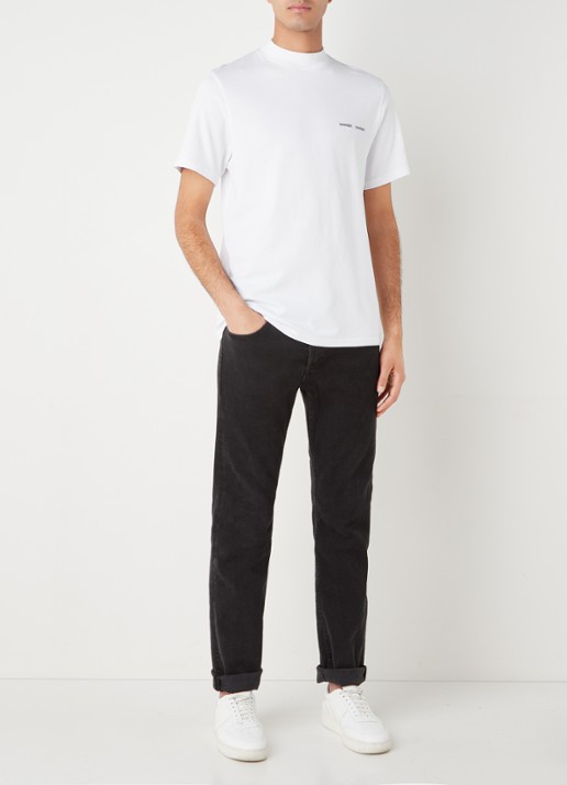SAMSØE SAMSØE Norsbro T-shirt met opstaande kraag en logo - voorkant 4 wit