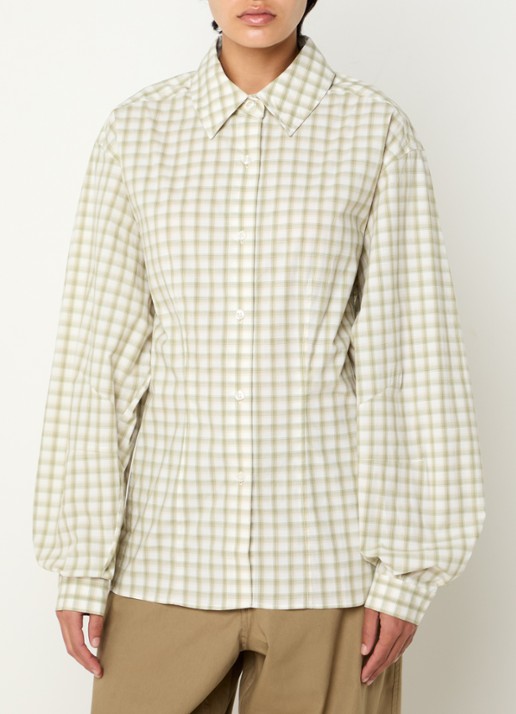 SAMSØE SAMSØE Saalesso blouse met ruitdessin - detail 3 groen